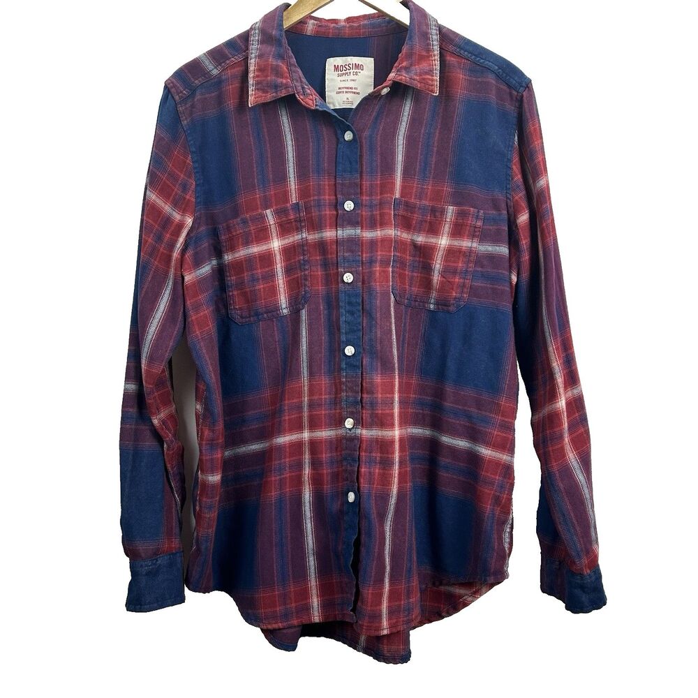 Mossimo Supply Co Flannel Shirt Women's XL Boyfriend Fit Multi Color Plaid - Picture 1 of 8